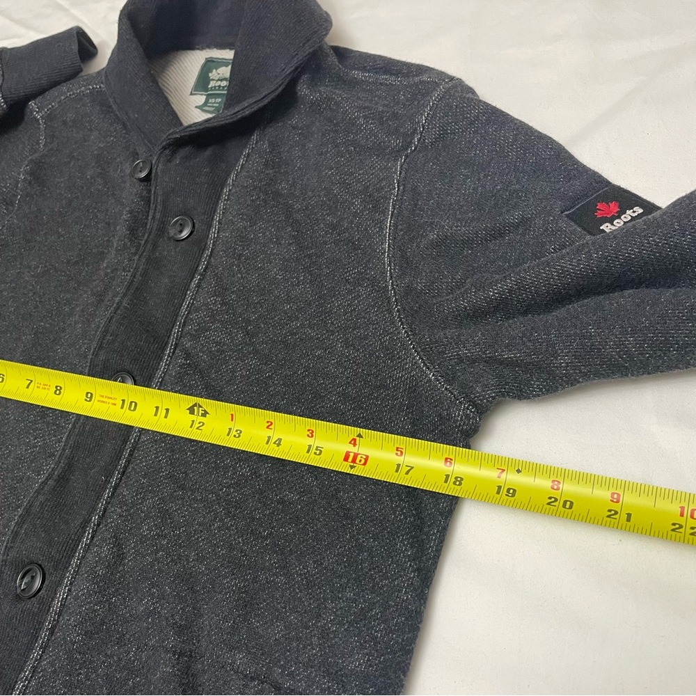 Roots Canada Charcoal Men's Shawl Collar Cardigan Button Up Cotton Blend XS - Picture 5 of 8